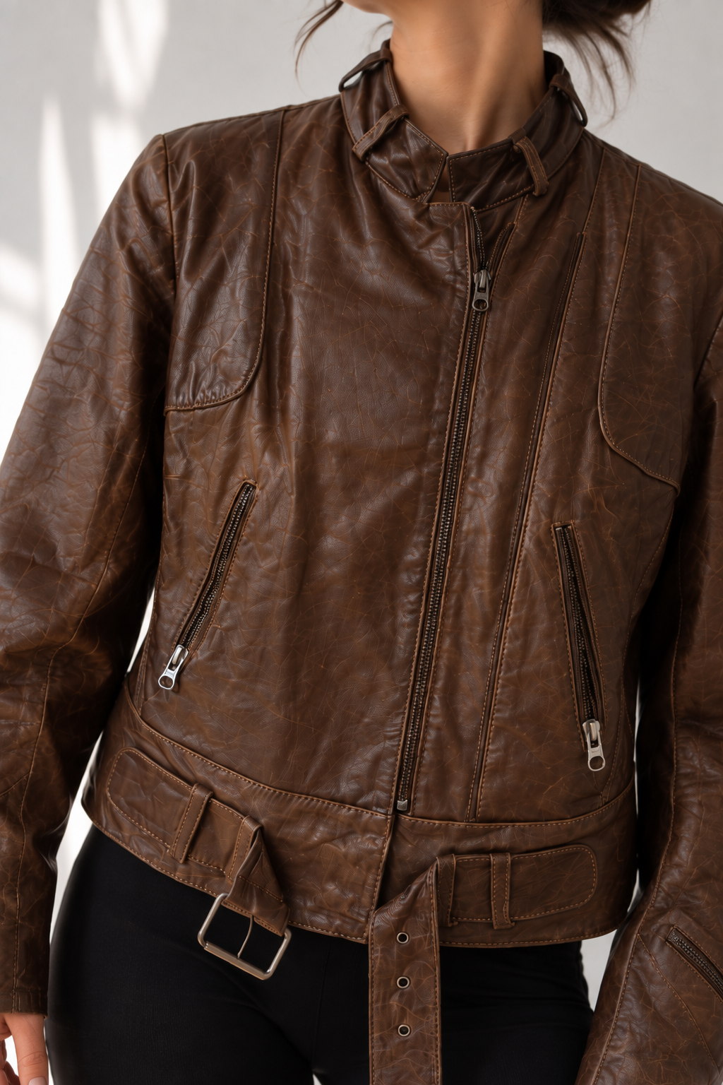 1980s Brown Rocker Deri Ceket