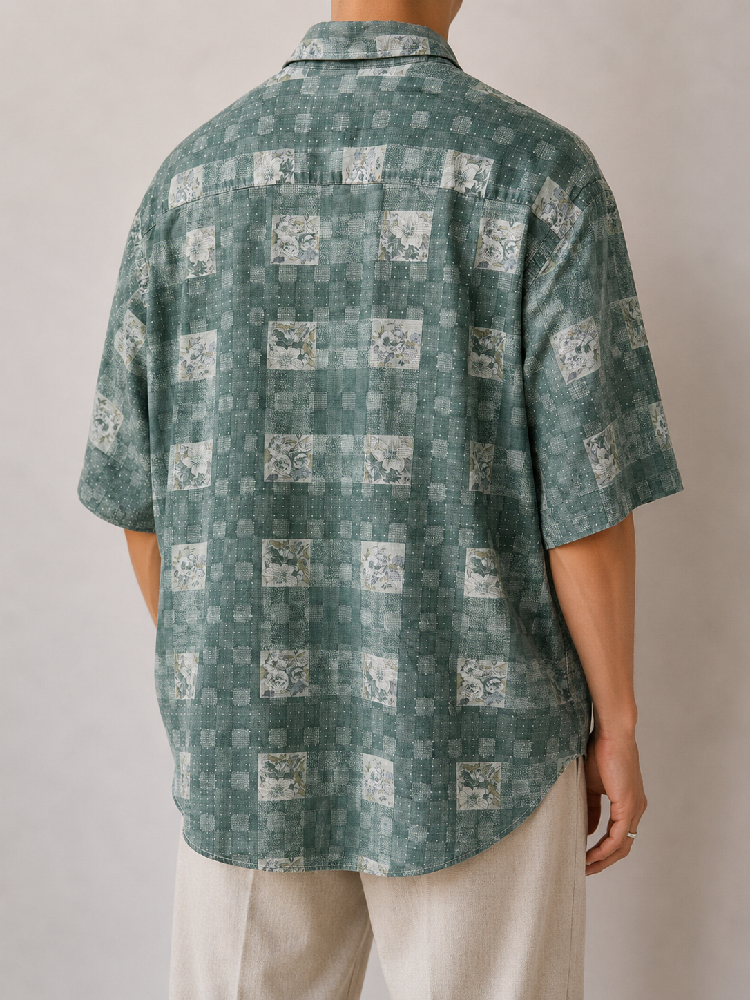 1980s Buket Motifli Oversize Gömlek