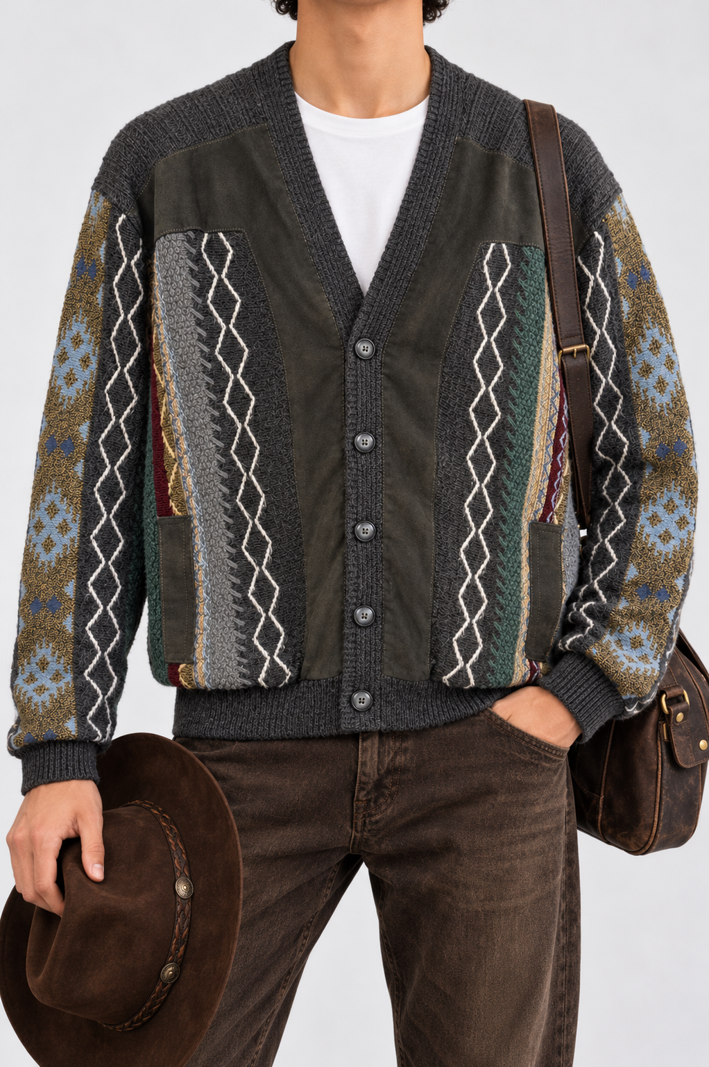 1980s Charcoal Suede Ceket/Hırka