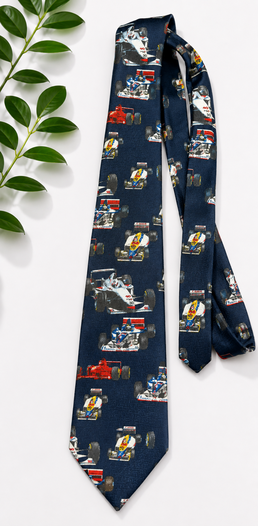 1980s Formula F1 Motifli Kravat