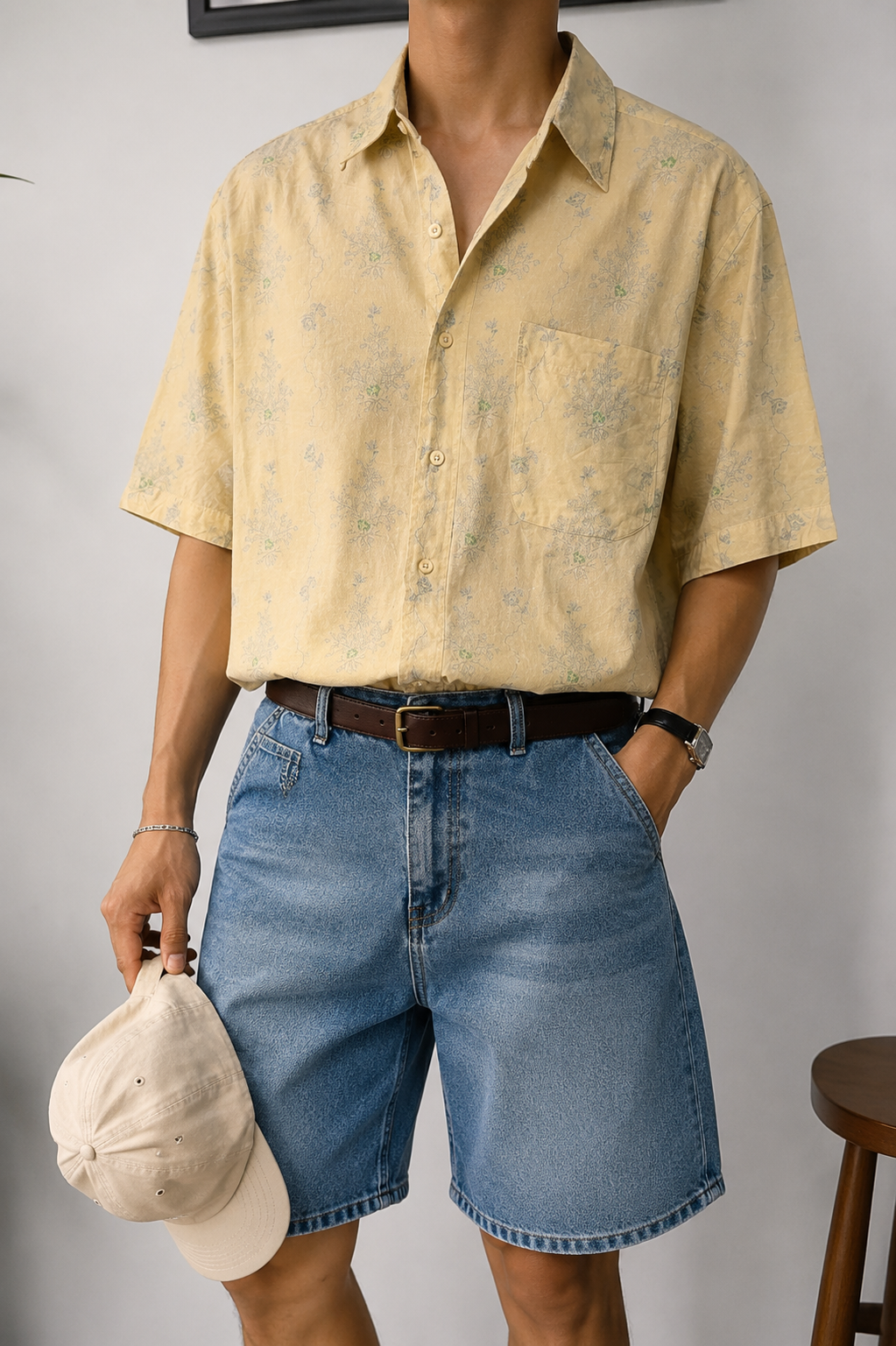 1990s Botanik Motifli Salaş Gömlek