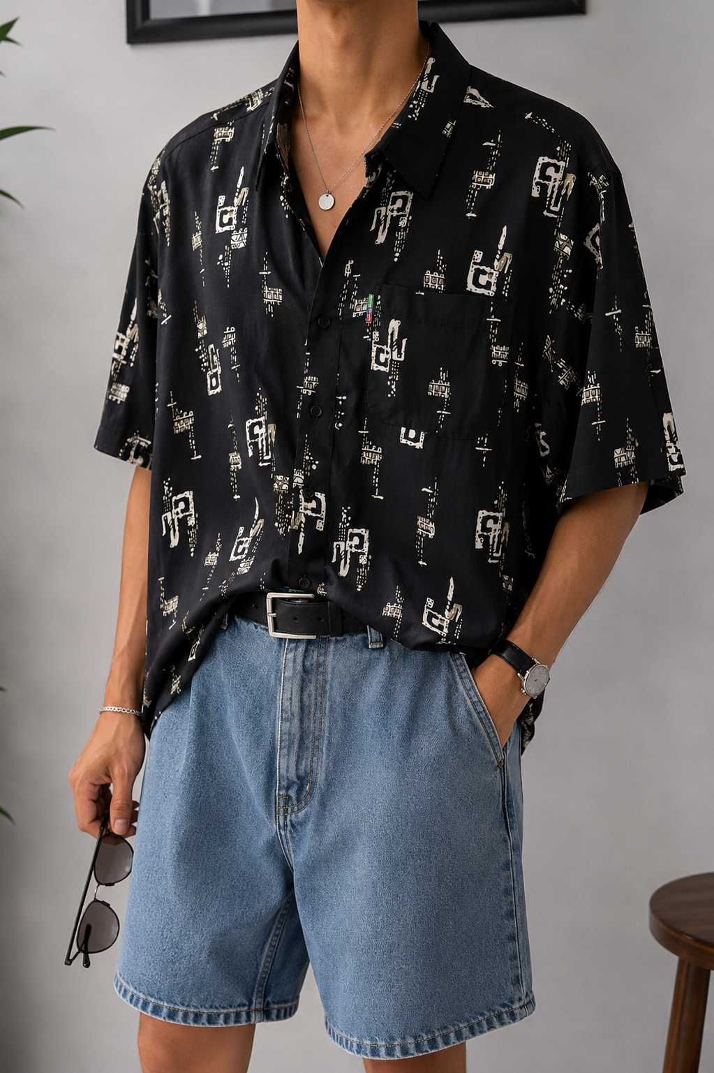 1990s Etnik Desenli Gömlek