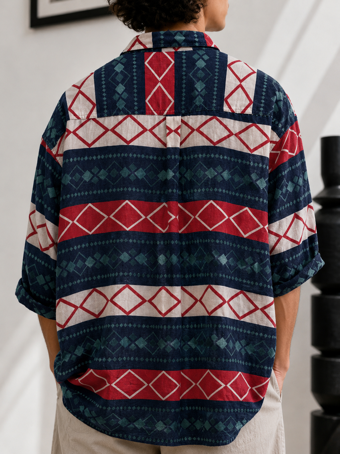 1990s Etnik Oversize Gömlek