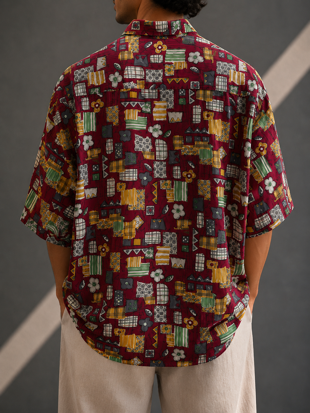 1990s Figürlü Oversize Gömlek