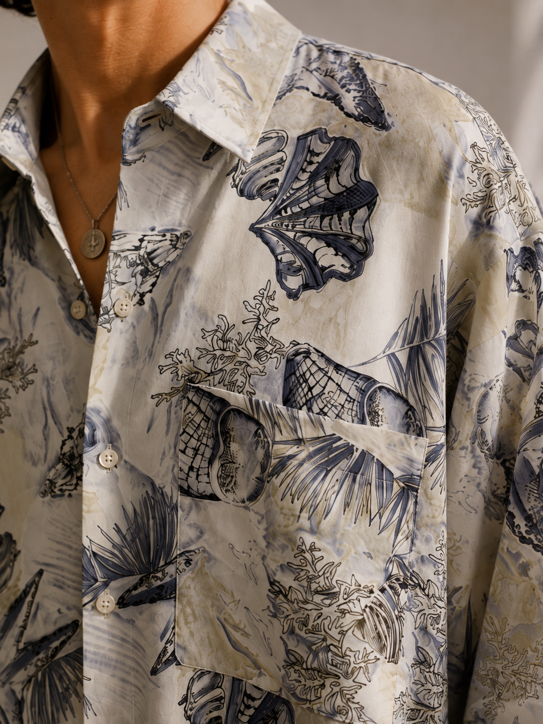1990s Marine Motifli Oversize Gömlek