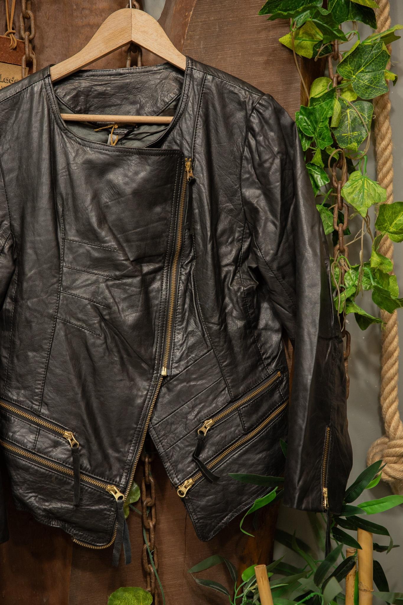 2000s Black Moto Deri Ceket