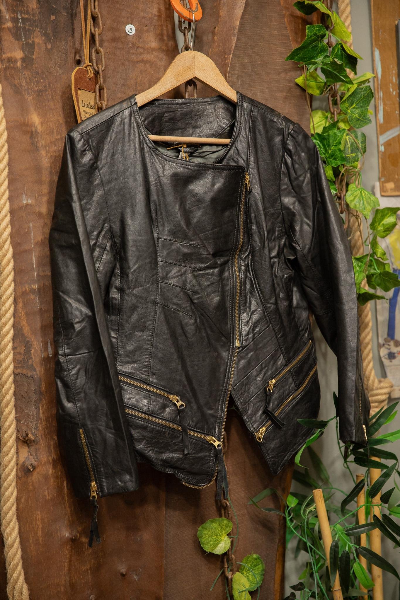 2000s Black Moto Deri Ceket