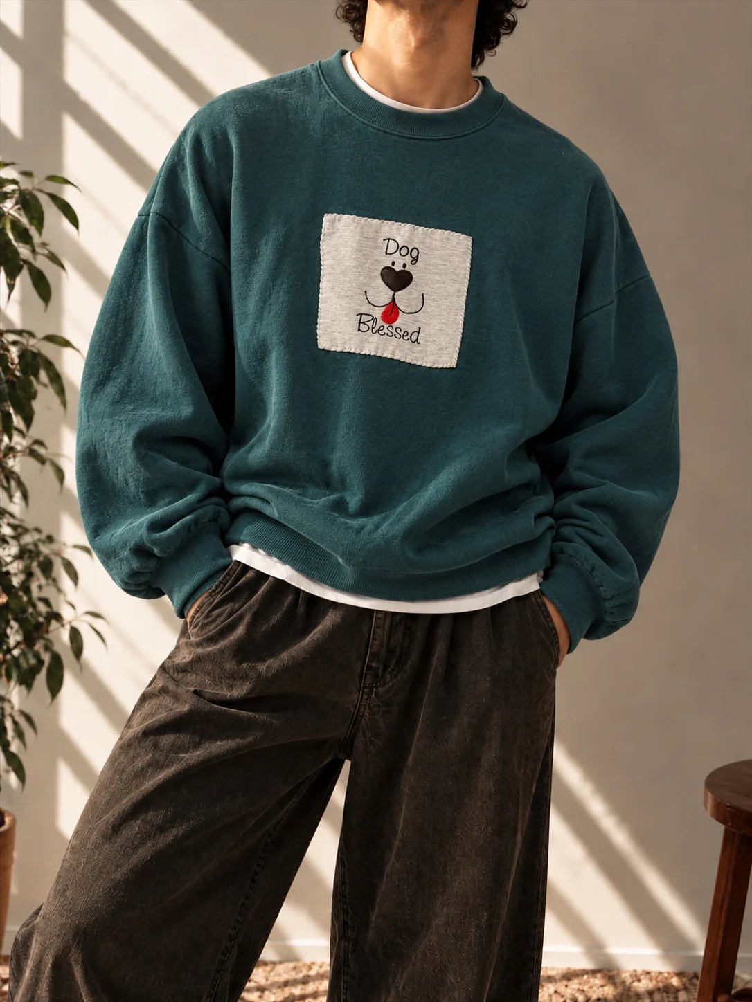 2000s 'Dog Blessed' Oversize Sweatshirt