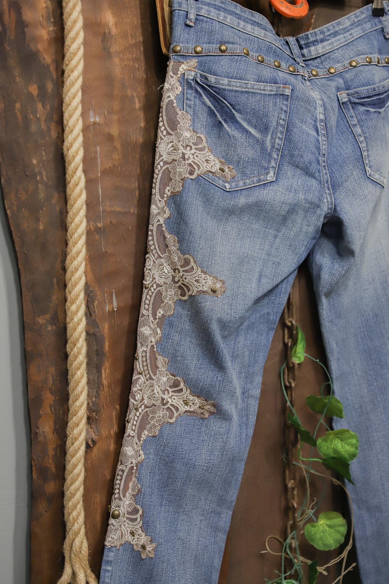 2000's İspanyol Paça Lace Dantel Jean Pantolon