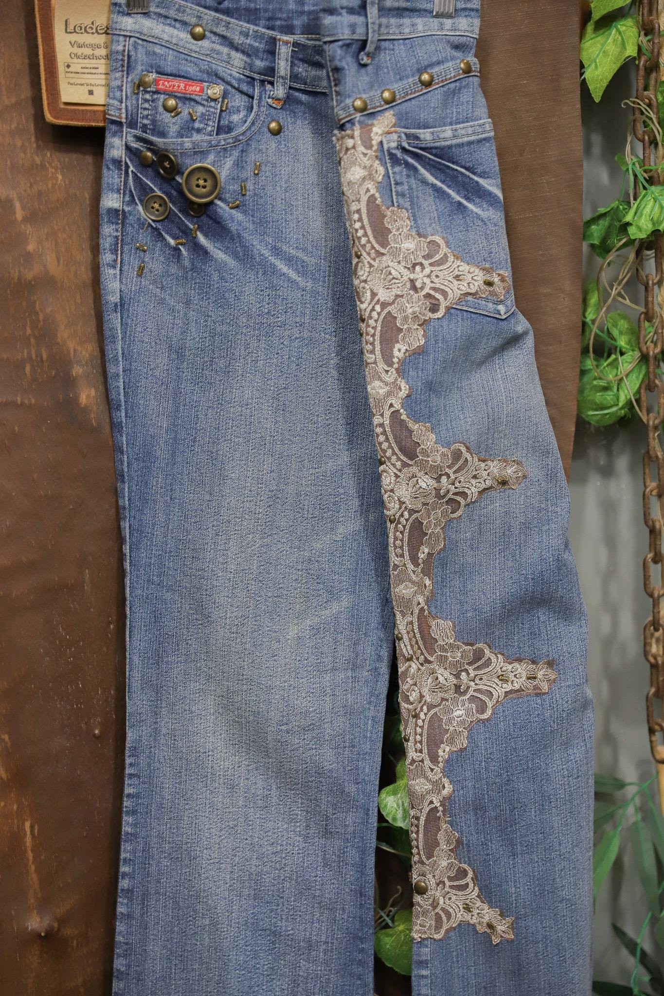 2000's İspanyol Paça Lace Dantel Jean Pantolon