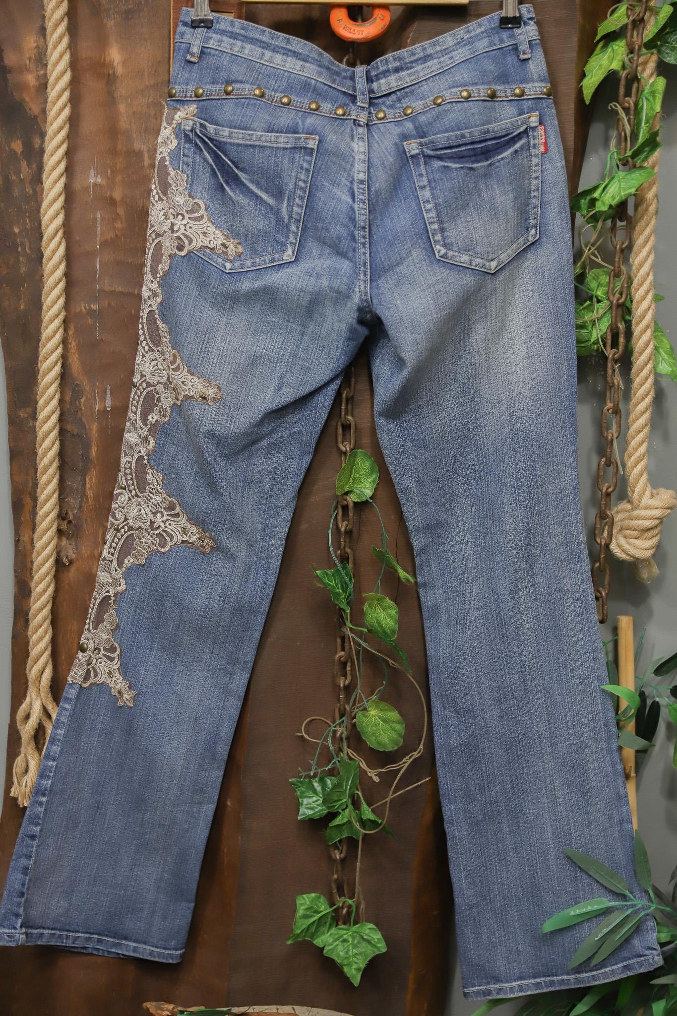 2000's İspanyol Paça Lace Dantel Jean Pantolon