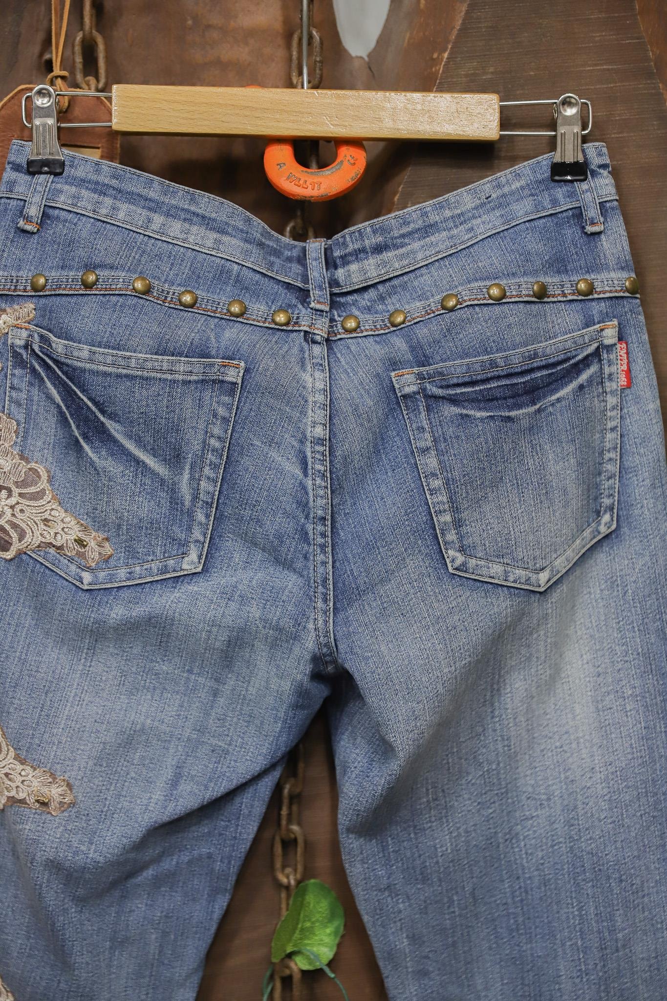 2000's İspanyol Paça Lace Dantel Jean Pantolon