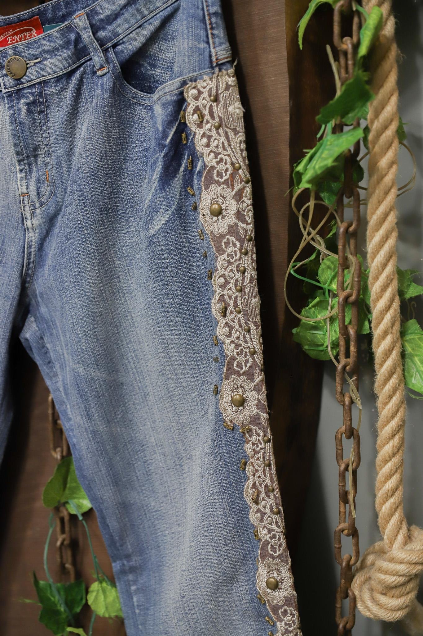 2000's İspanyol Paça Lace Dantel Jean Pantolon