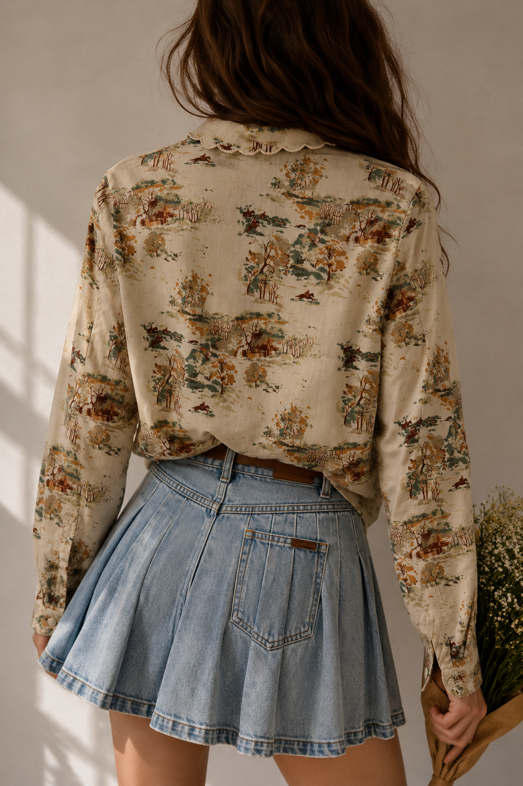 70s Fırfır/Toile de Jouy Tarz Gömlek