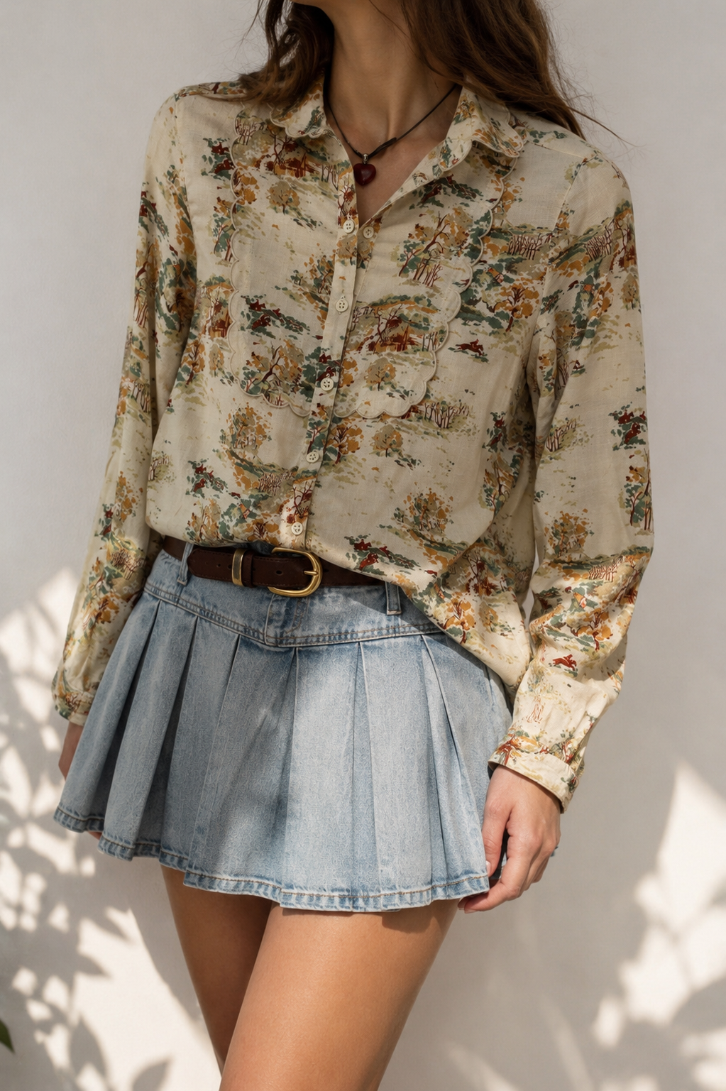 70s Fırfır/Toile de Jouy Tarz Gömlek