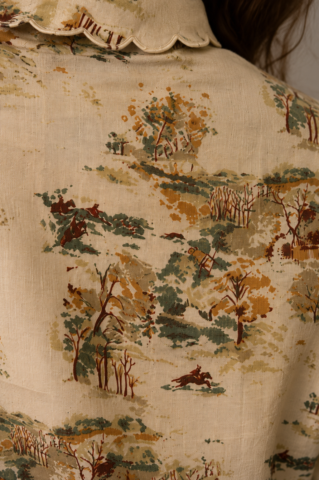 70s Fırfır/Toile de Jouy Tarz Gömlek