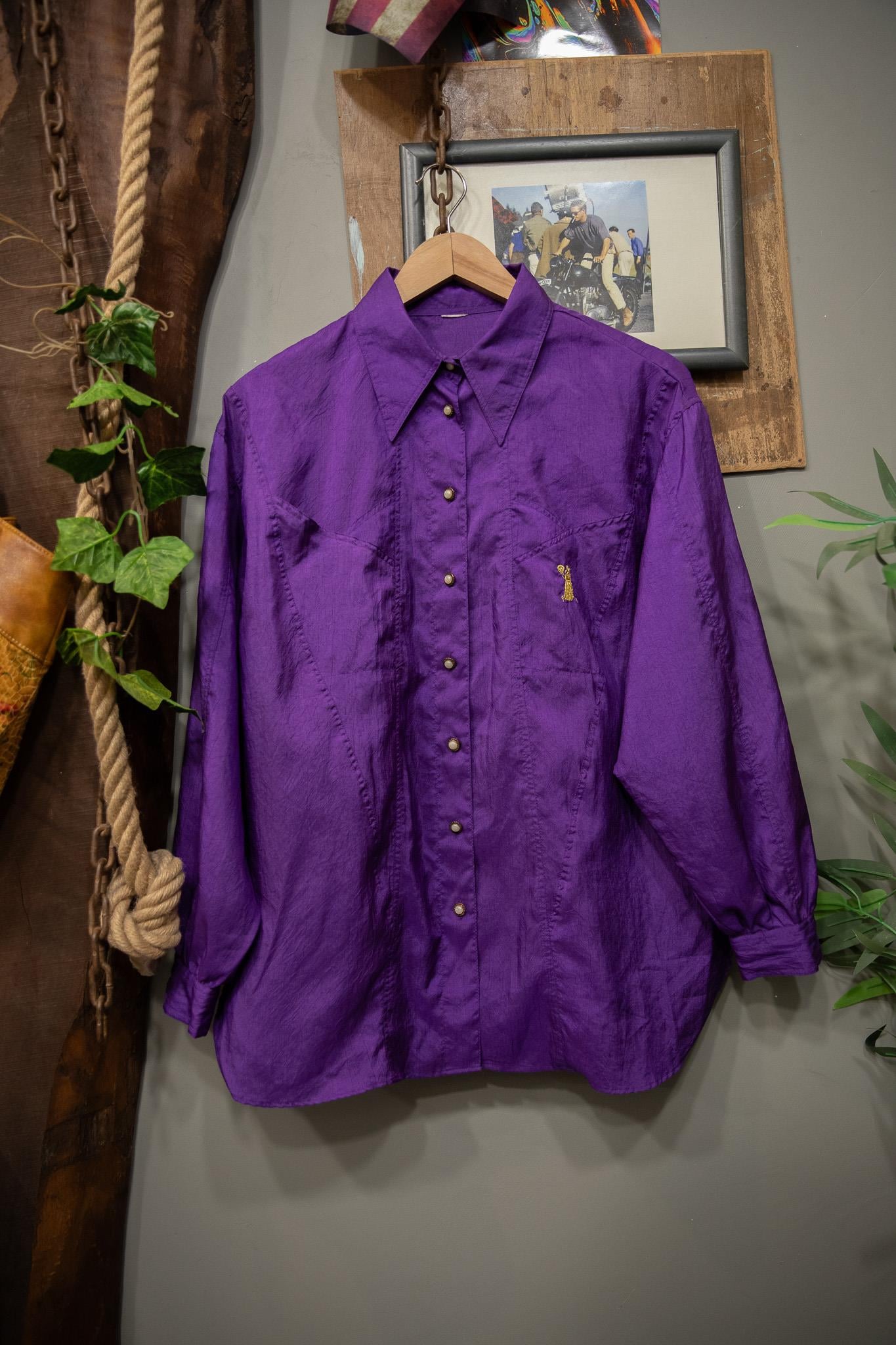 70s France Purple Tasarım Kadın Gömlek