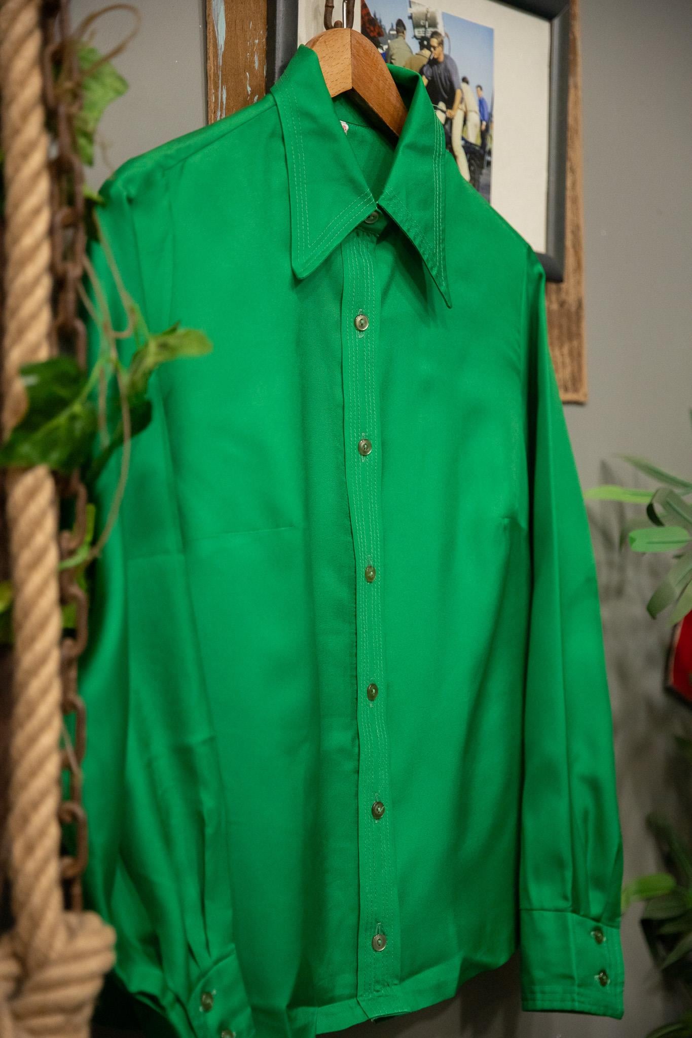 70s Yaka Green Kadın Gömlek