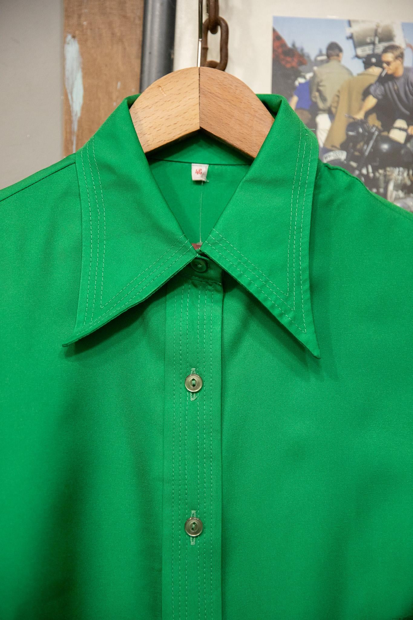 70s Yaka Green Kadın Gömlek