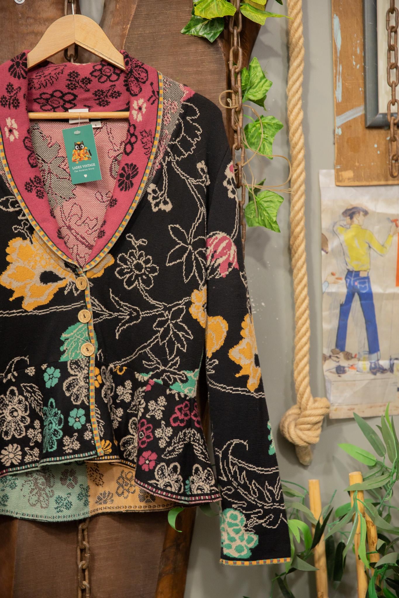 80s-90s Bohemian Floral Hırka/Ceket