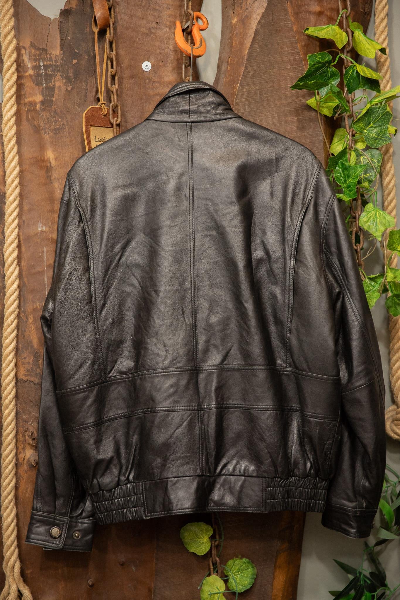 80s-90s Bomber Black Deri Ceket