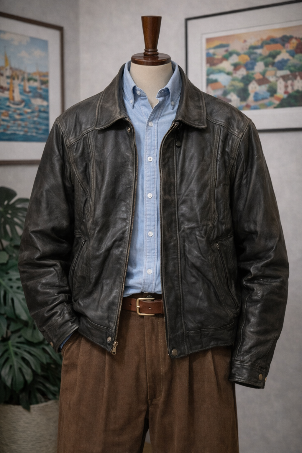 80's-90's Oversize Bomber Deri Ceket