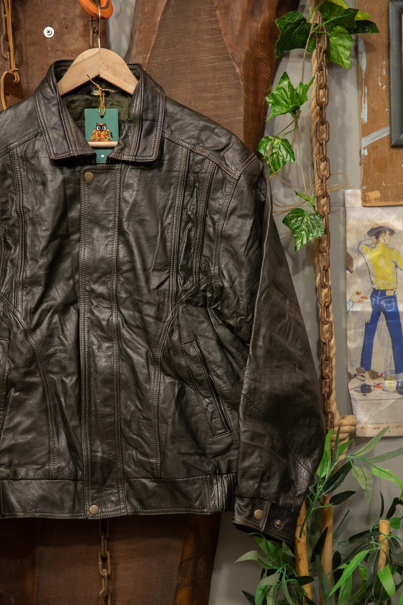80's-90's Oversize Bomber Deri Ceket