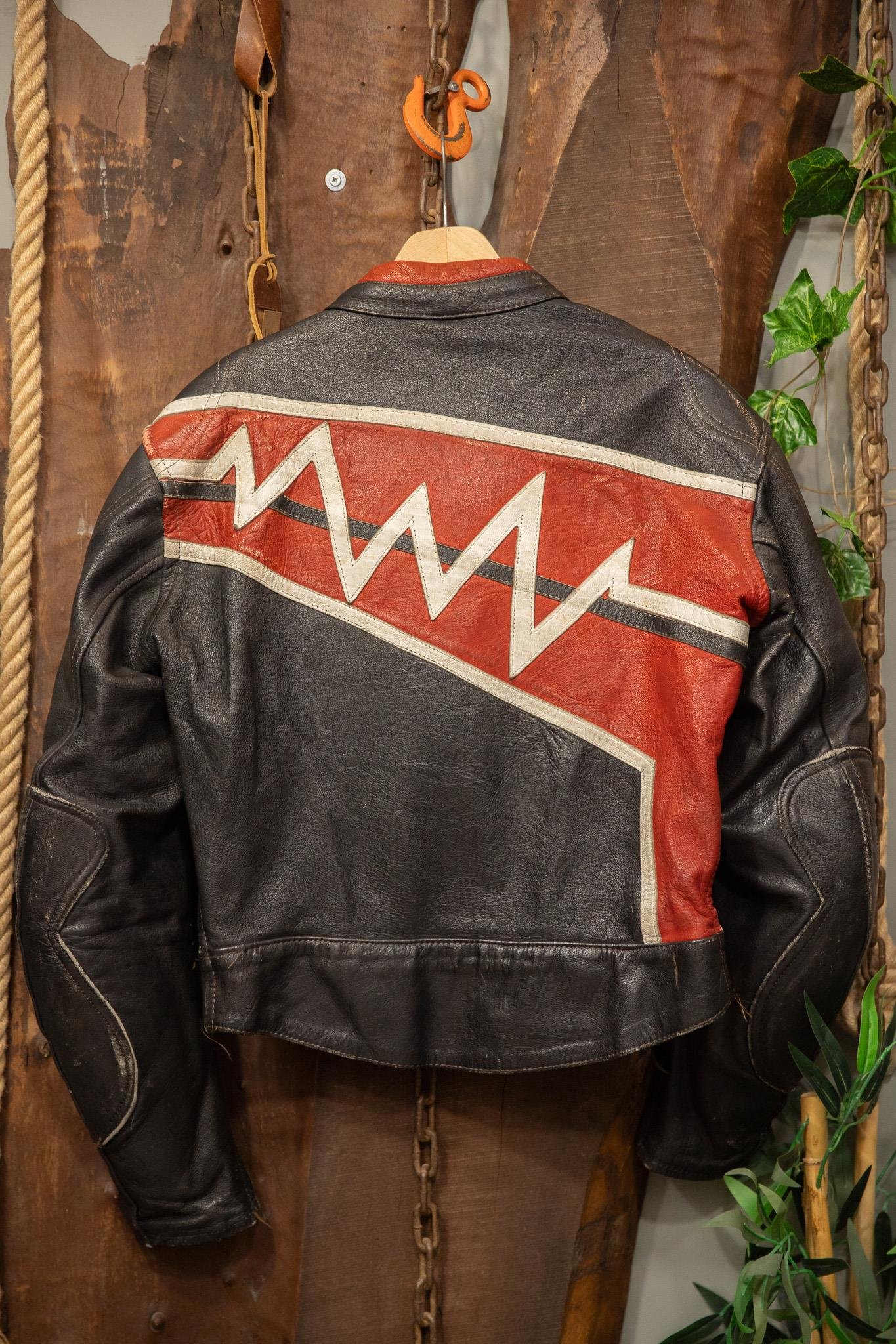 80's Biker Red Moto Deri Ceket