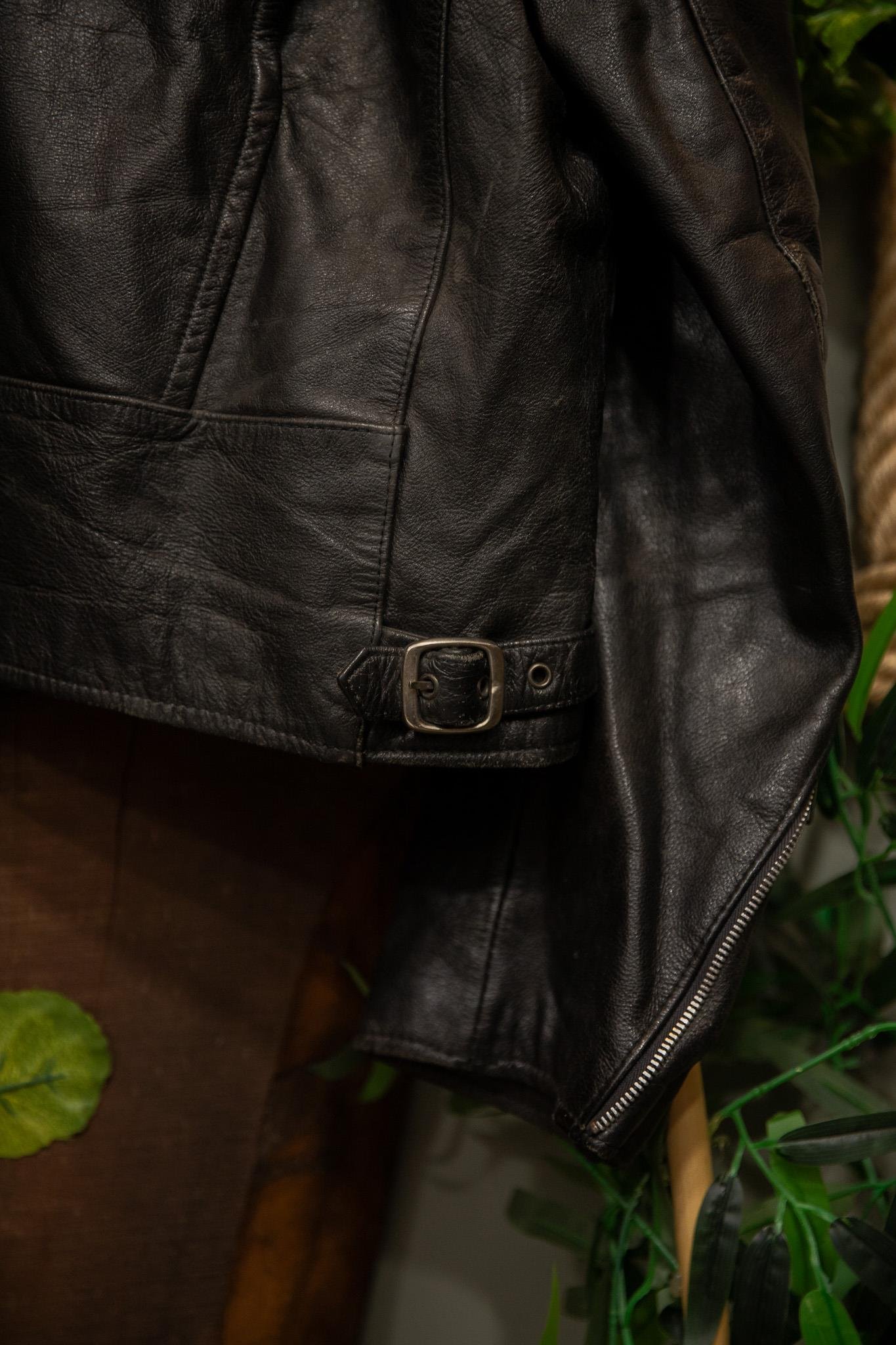80's Black Biker Eskitme Deri Ceket