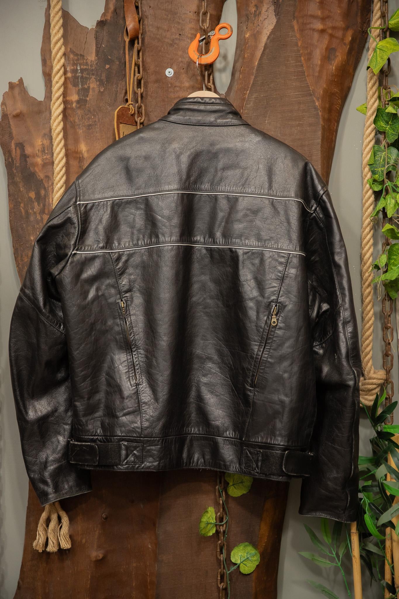 80's Black Biker Moto Deri Ceket