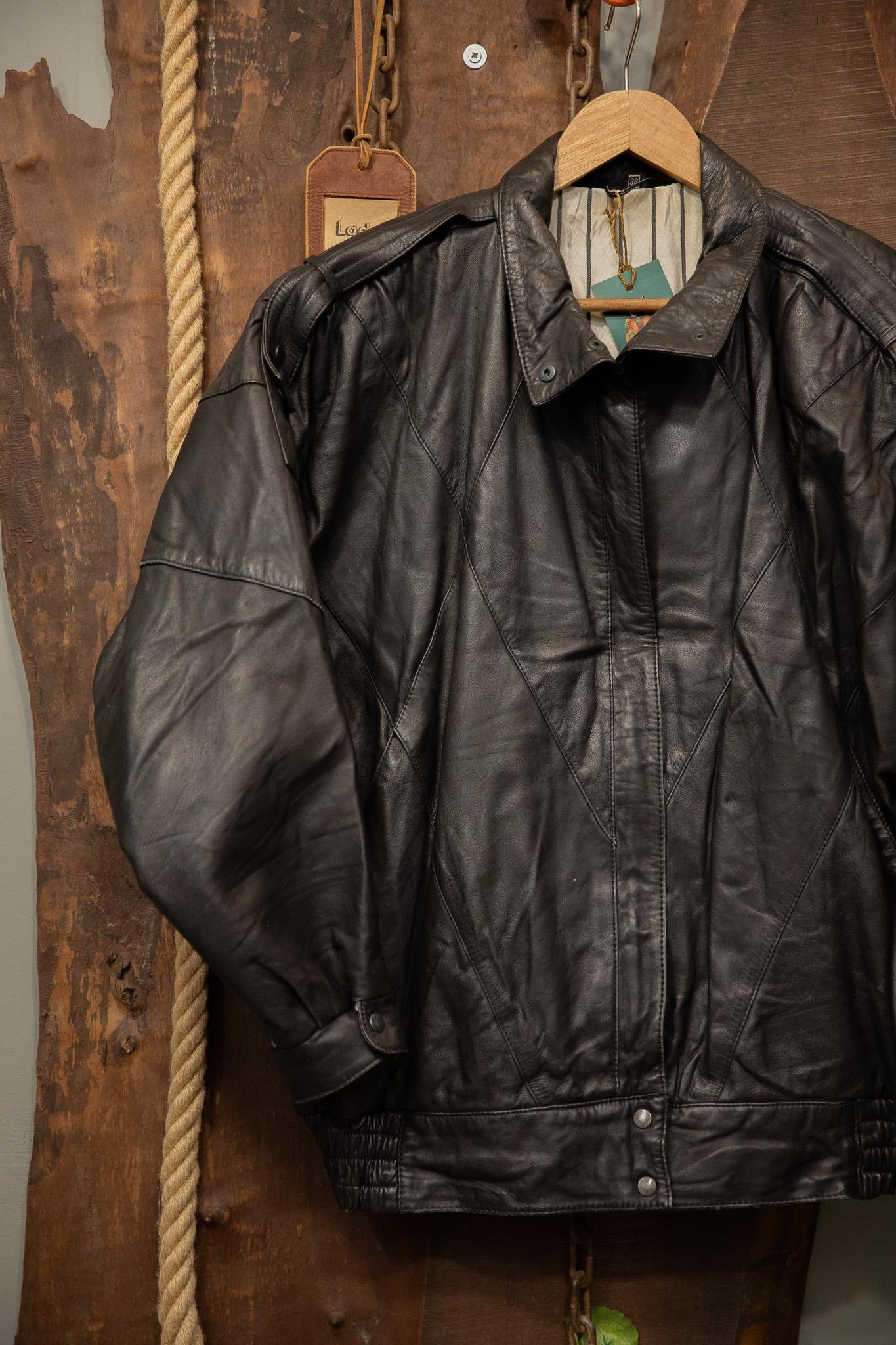 80's Black Bomber Deri Ceket
