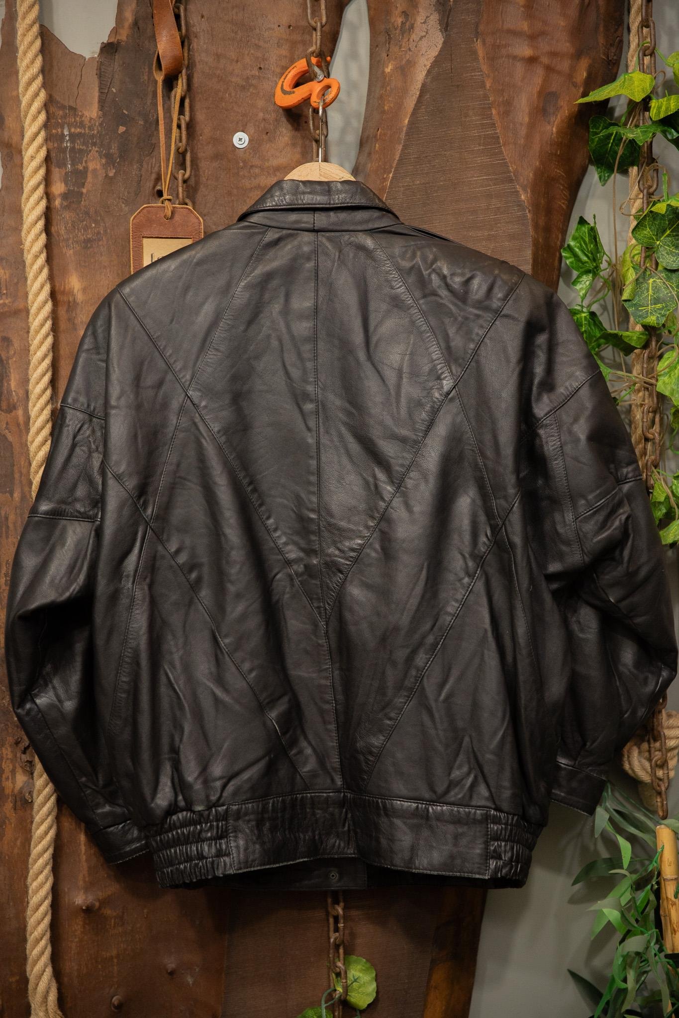 80's Black Bomber Deri Ceket