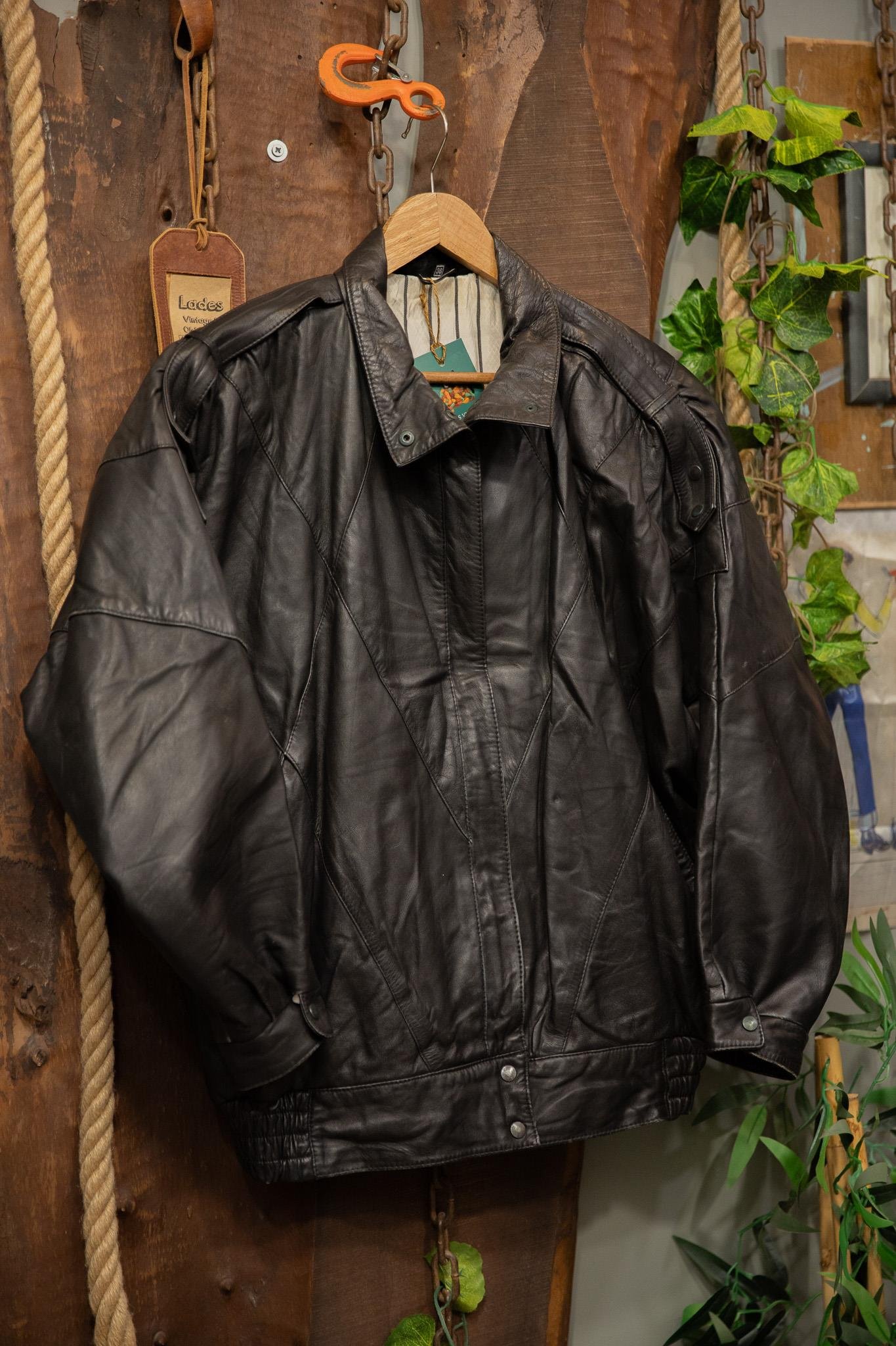80's Black Bomber Deri Ceket