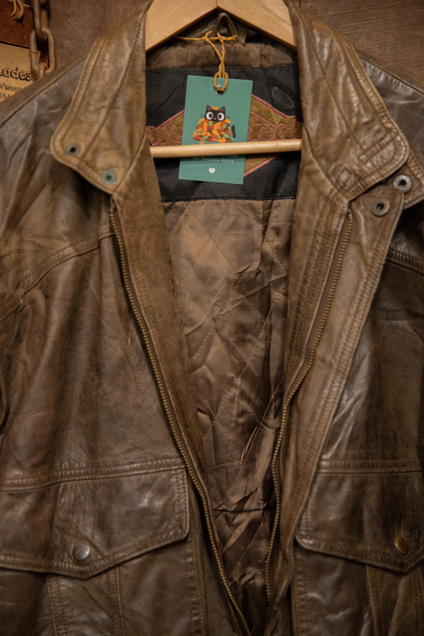 80's Brown Eskitme Bomber Deri Ceket