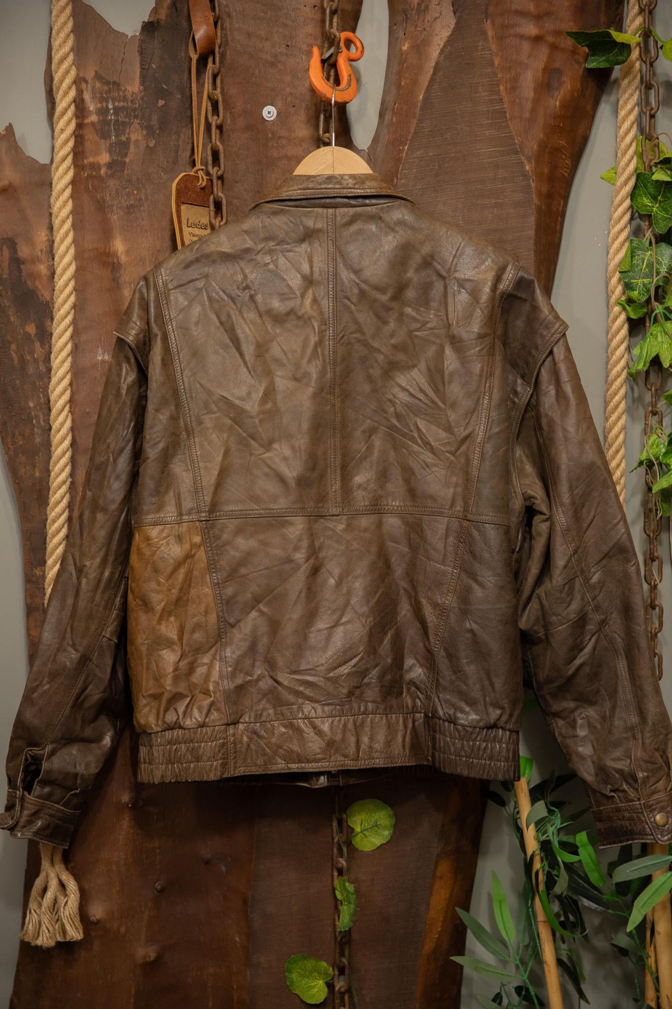 80's Brown Eskitme Bomber Deri Ceket