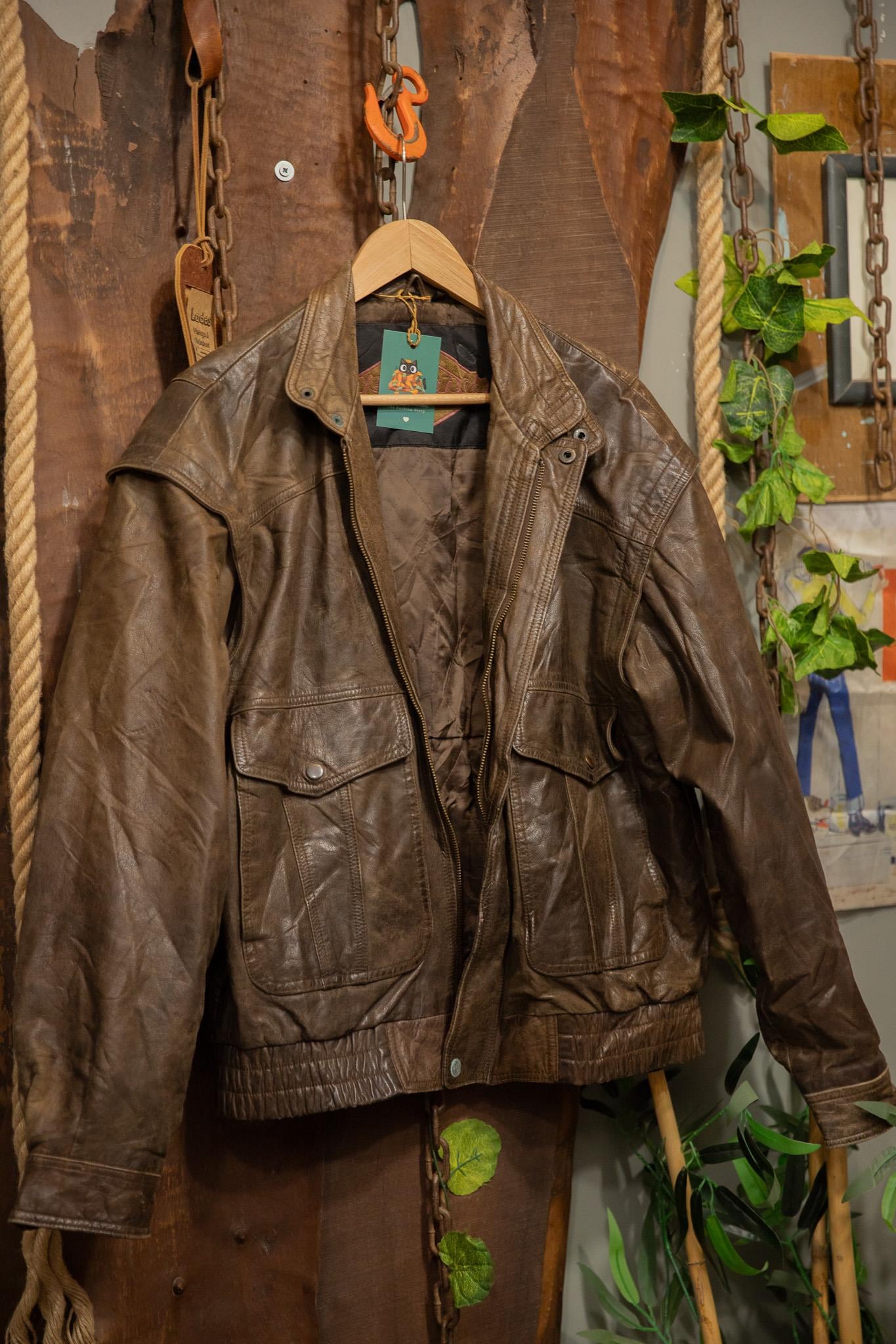 80's Brown Eskitme Bomber Deri Ceket