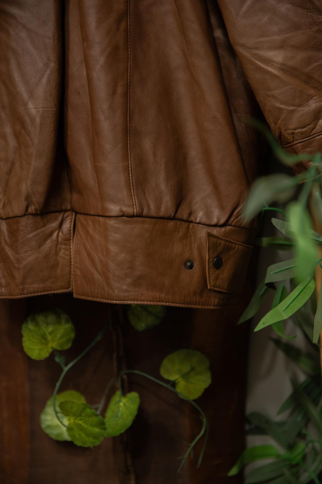 80's Brown Oversize Deri Ceket