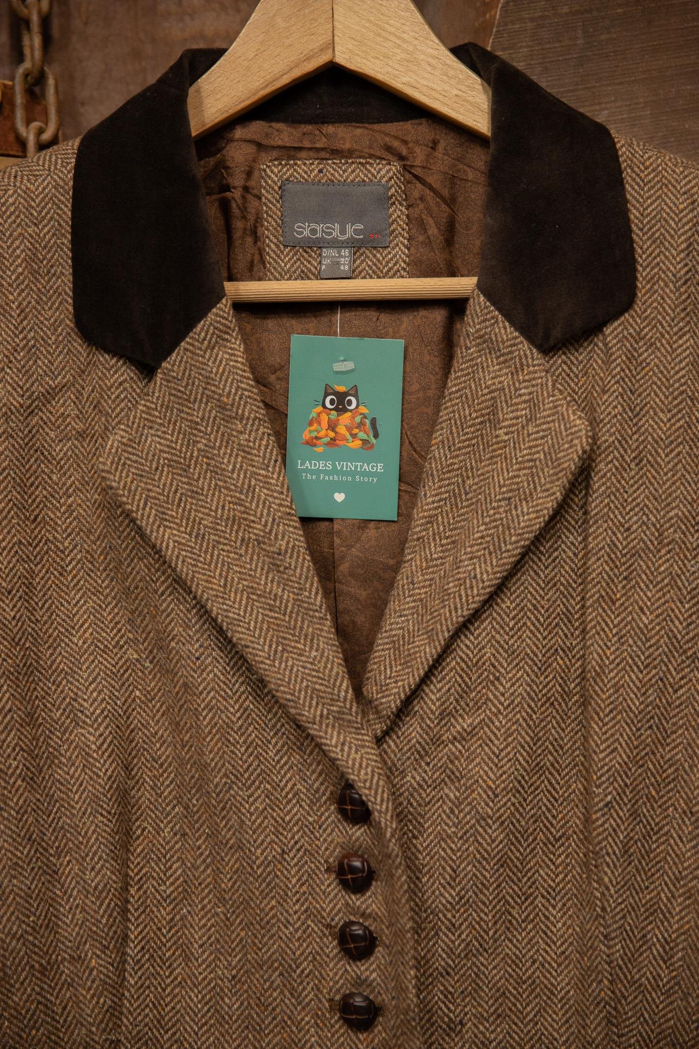 80's Brown Tweed Blazer Wool Ceket