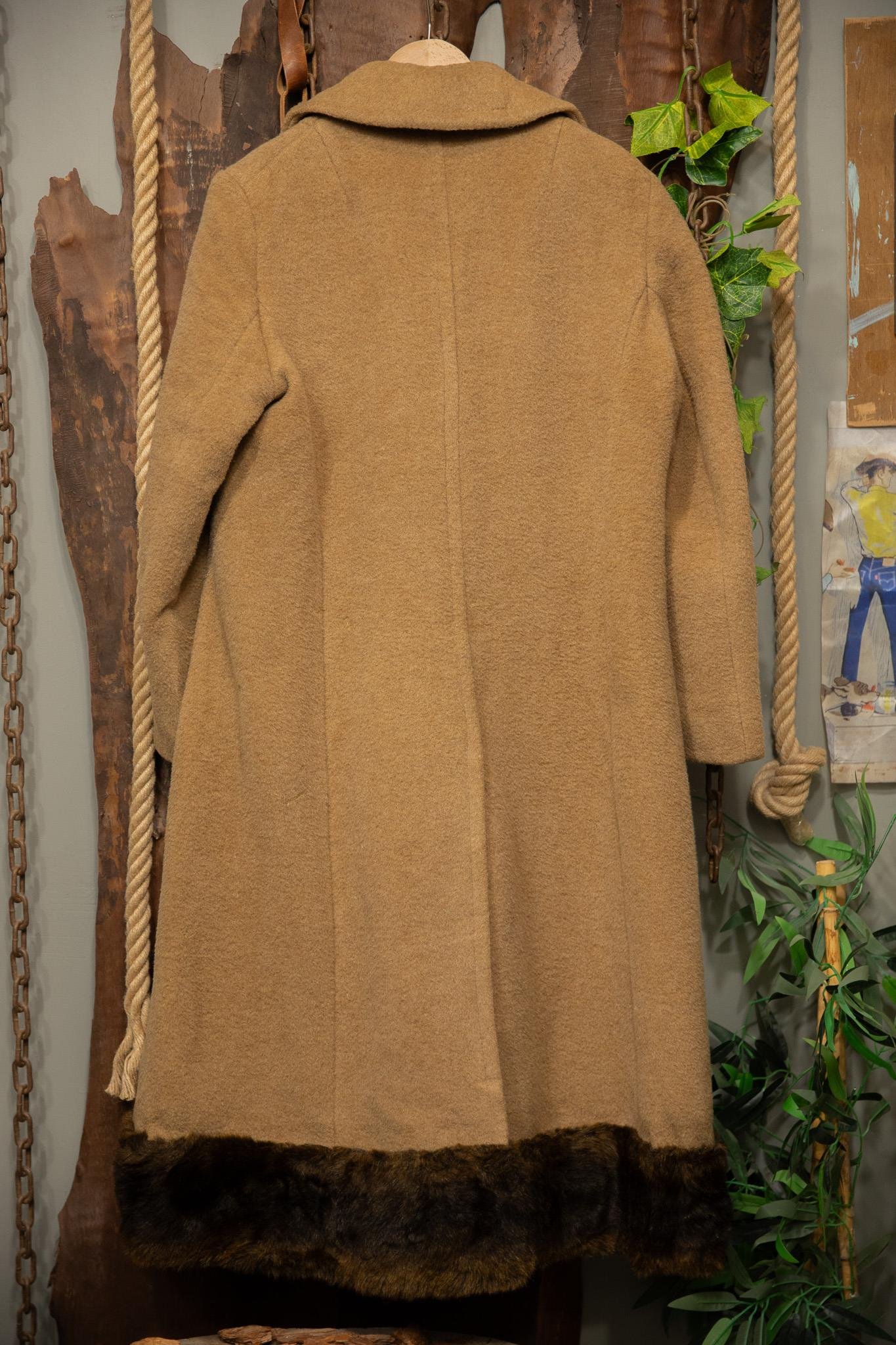 80s Camel Wool Kürk Kaban