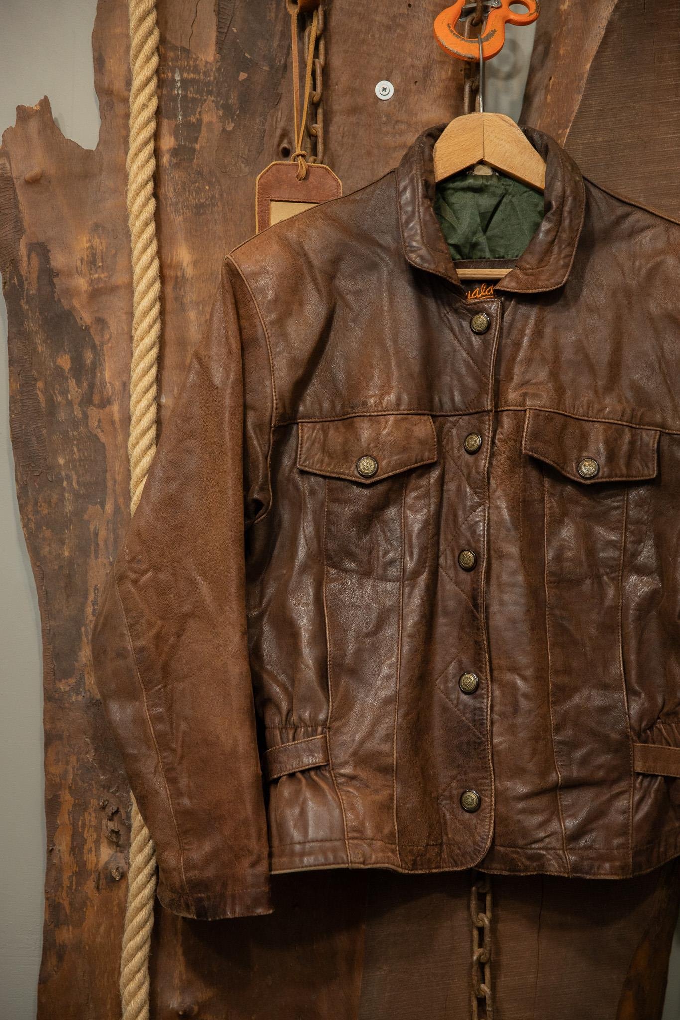 80's Eskitme Brown Biker Deri Ceket