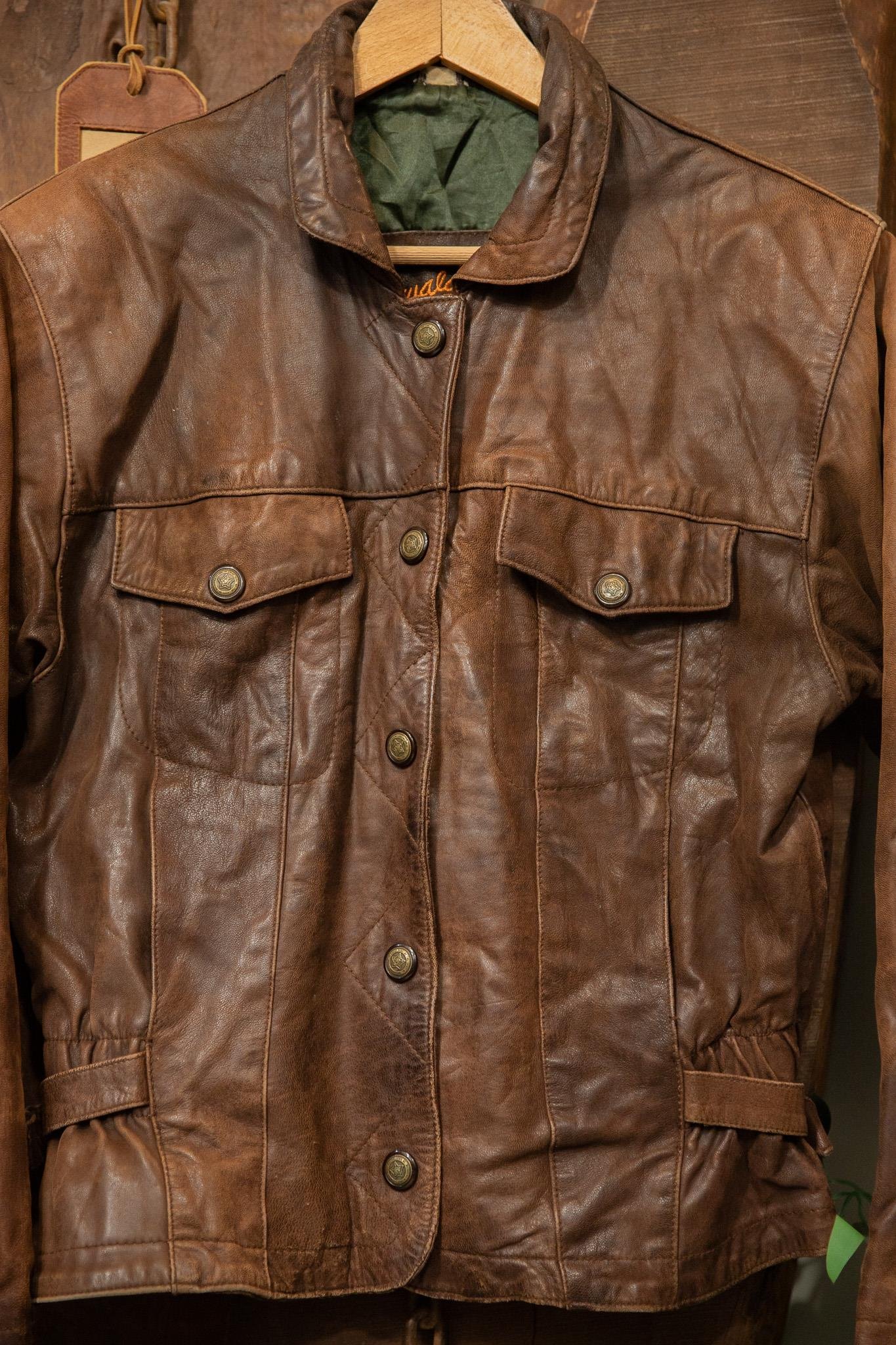 80's Eskitme Brown Biker Deri Ceket