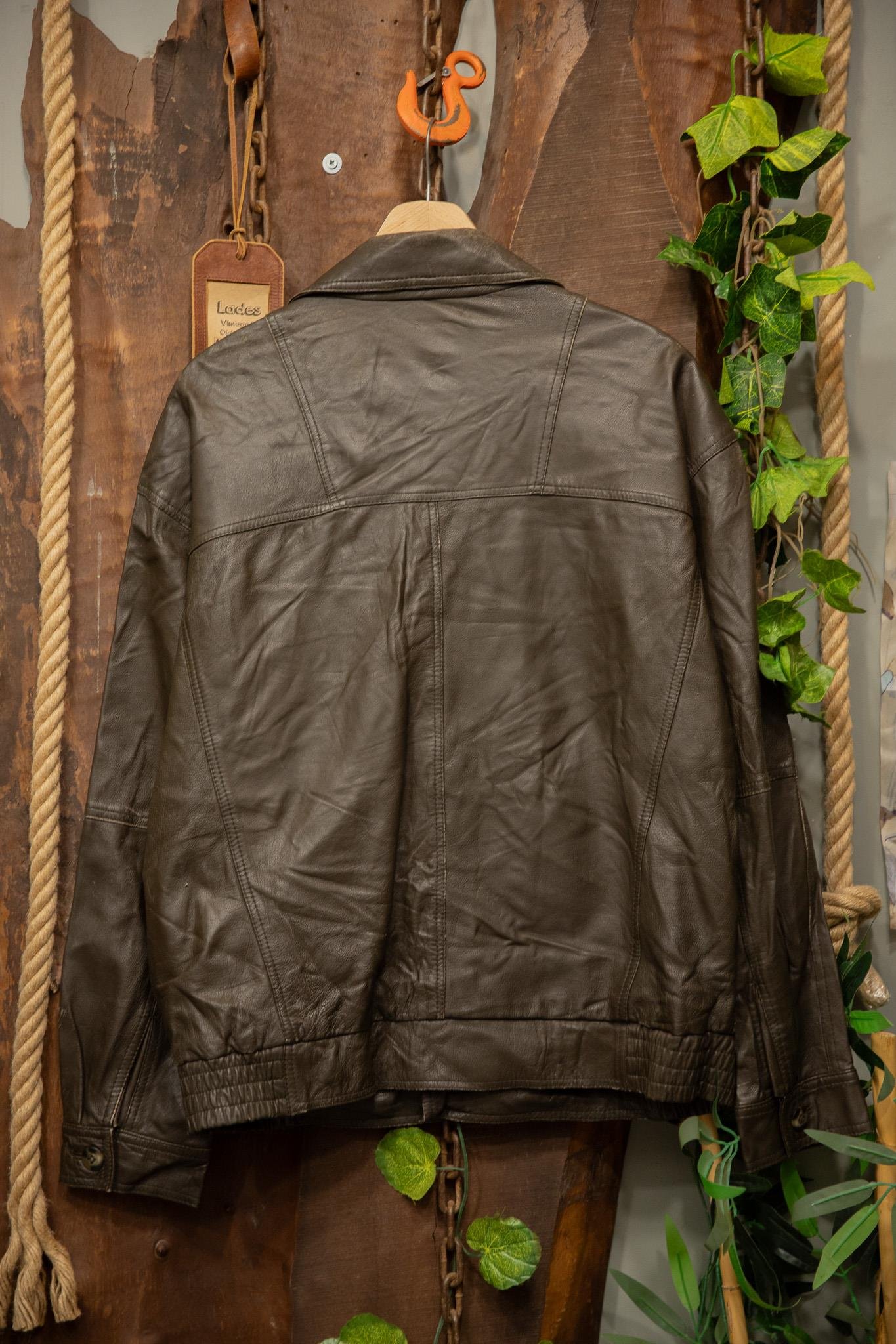 80s Eskitme Classic Oversize Bomber Deri Ceket