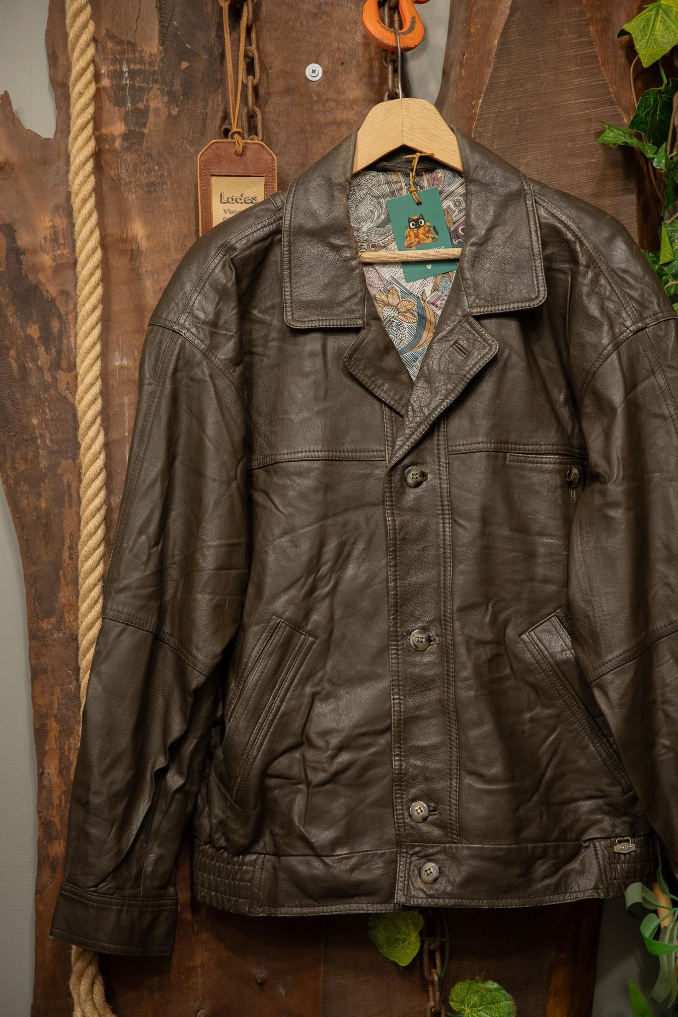 80s Eskitme Classic Oversize Bomber Deri Ceket