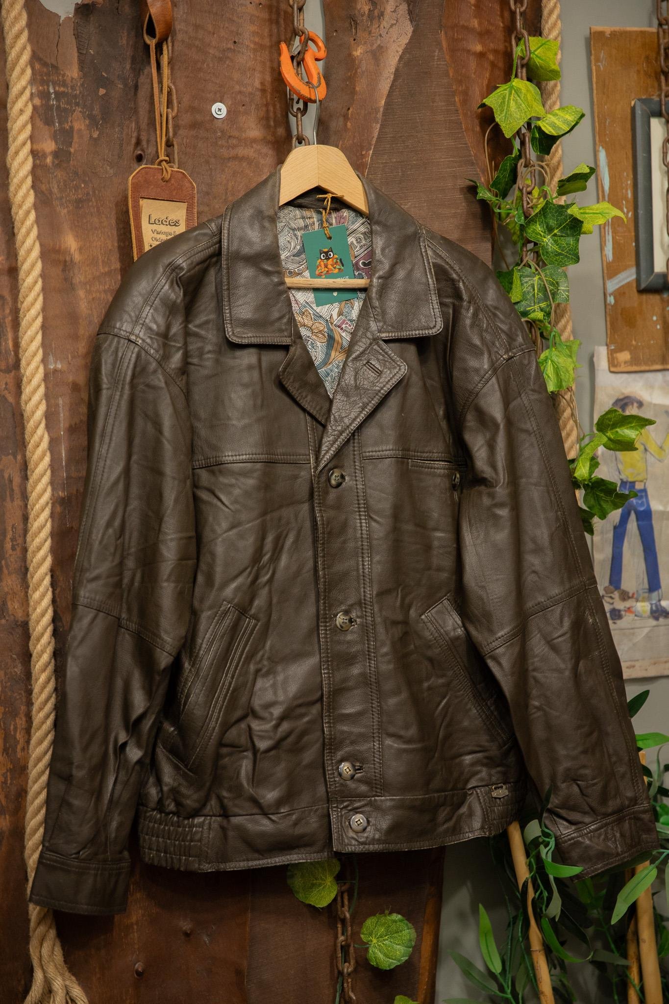 80s Eskitme Classic Oversize Bomber Deri Ceket