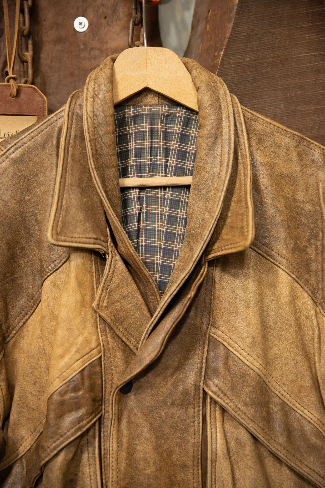 80's Eskitme Taba Bomber Deri Ceket