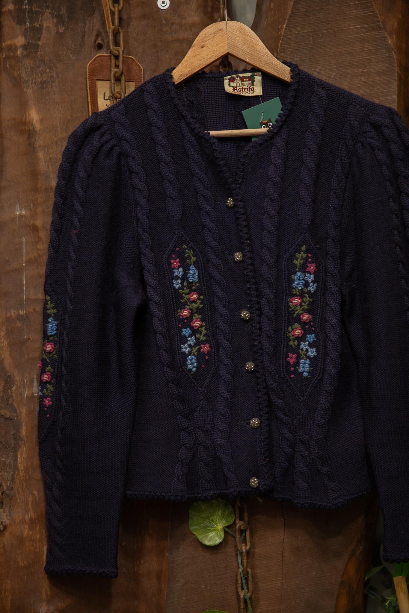 80's Hand-Kinitted Navy Örme Hırka