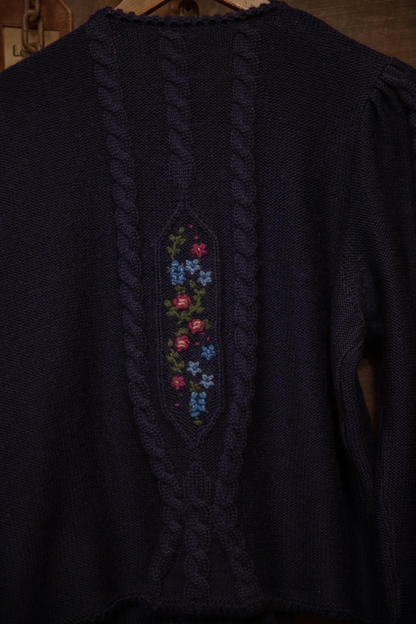 80's Hand-Kinitted Navy Örme Hırka