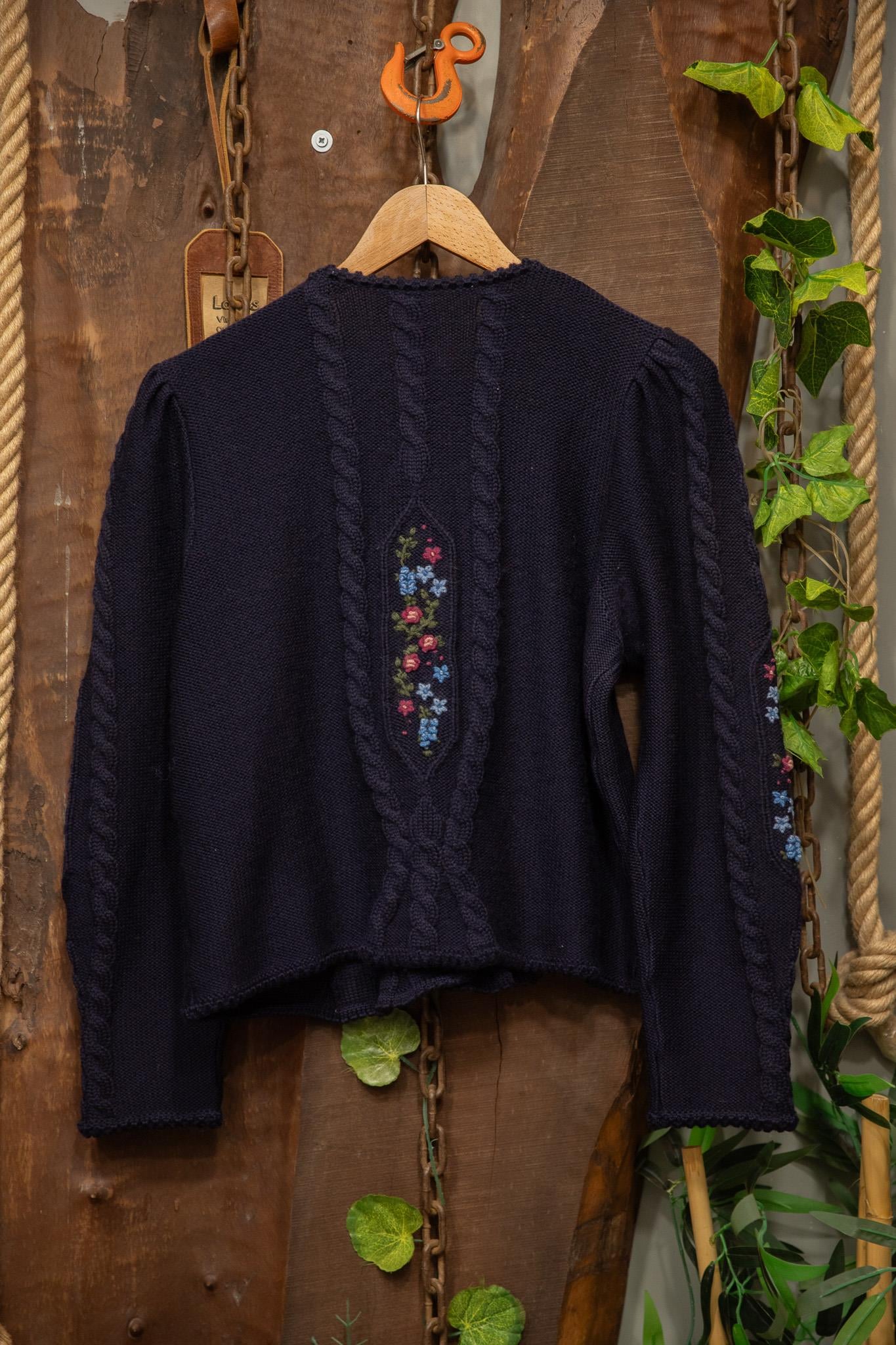 80's Hand-Kinitted Navy Örme Hırka