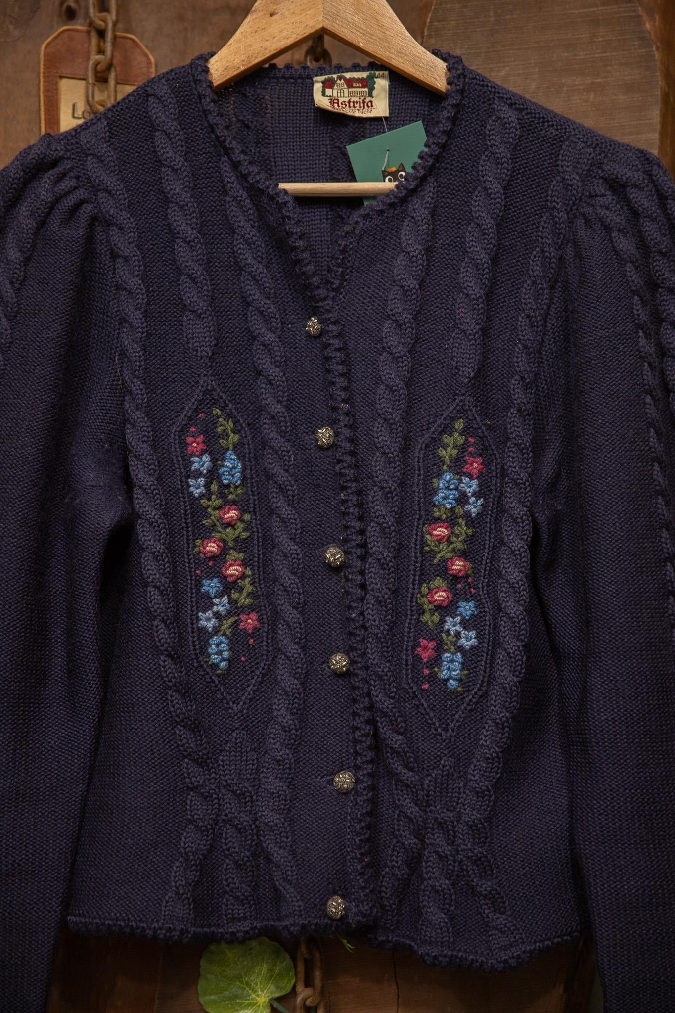 80's Hand-Kinitted Navy Örme Hırka