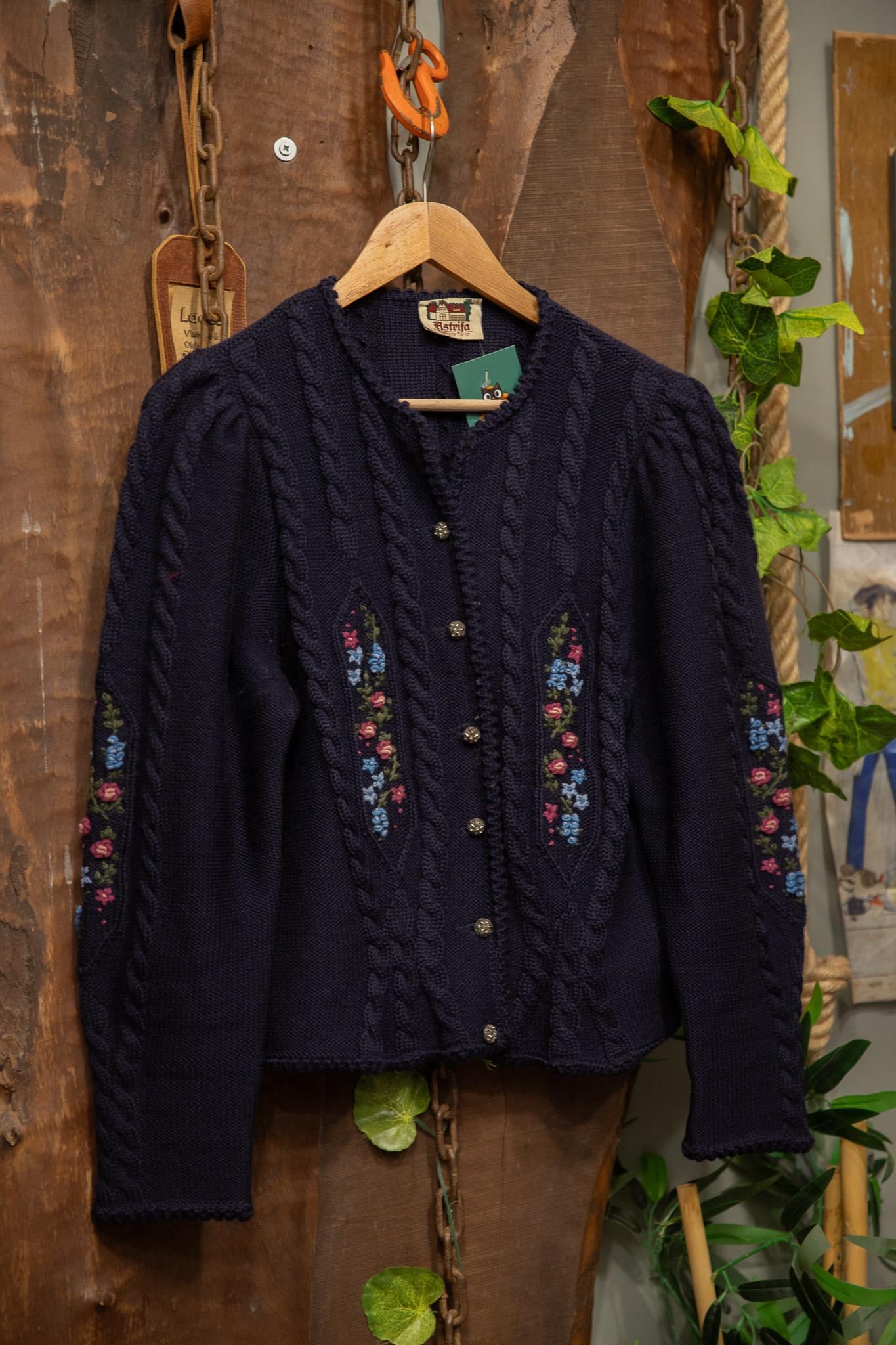 80's Hand-Kinitted Navy Örme Hırka